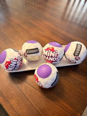 ZURU Mini Brands Collectible Surprise Ball - White & Purple. Bundle of 5.
